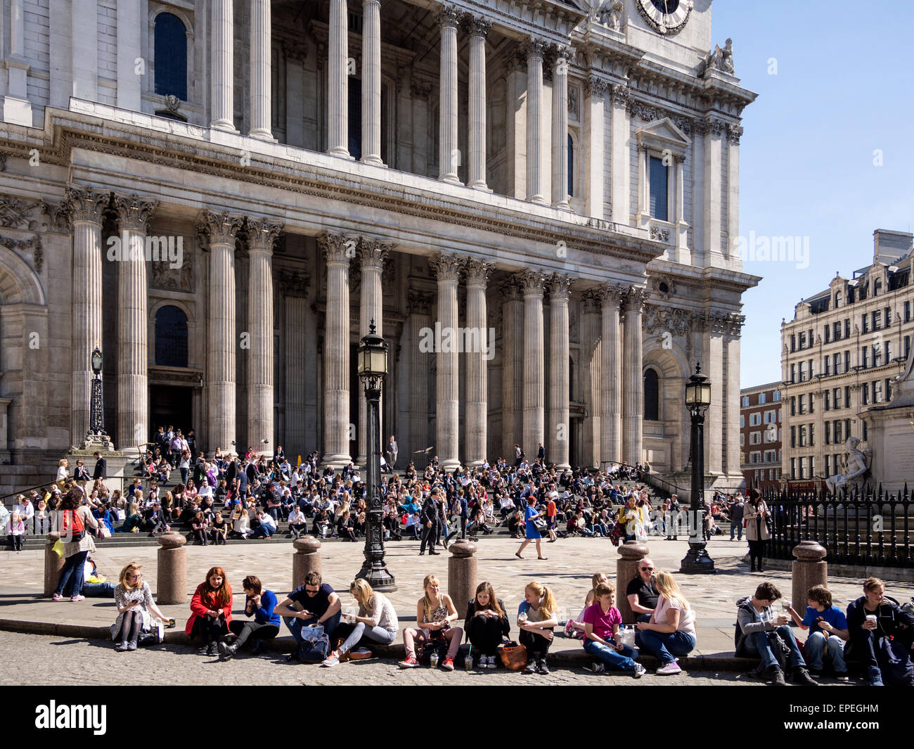 St. Pauls Cathedral London UK at Lunchtime Stock Photo