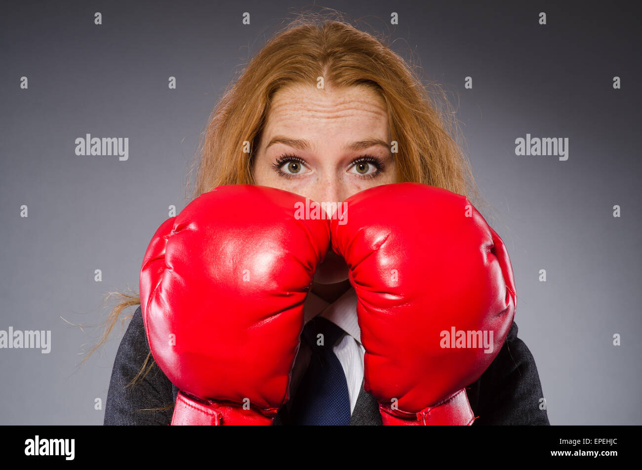 Woman boxer in dark room Stock Photo - Alamy