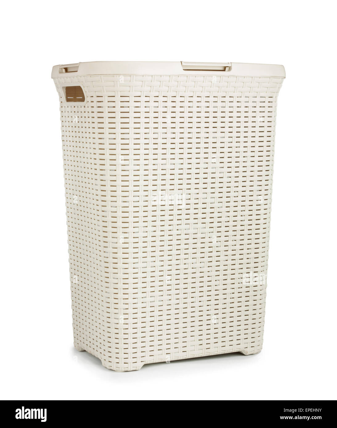 Wicker basket for dirty clothes isolated on white background Stock