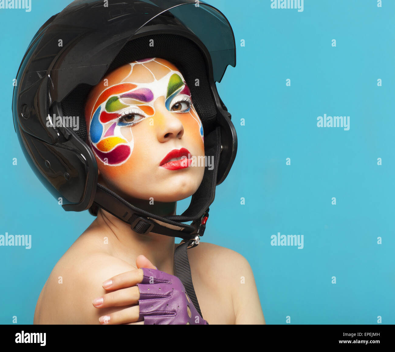 Portrait of a beautiful young model with bright creative make up Stock ...