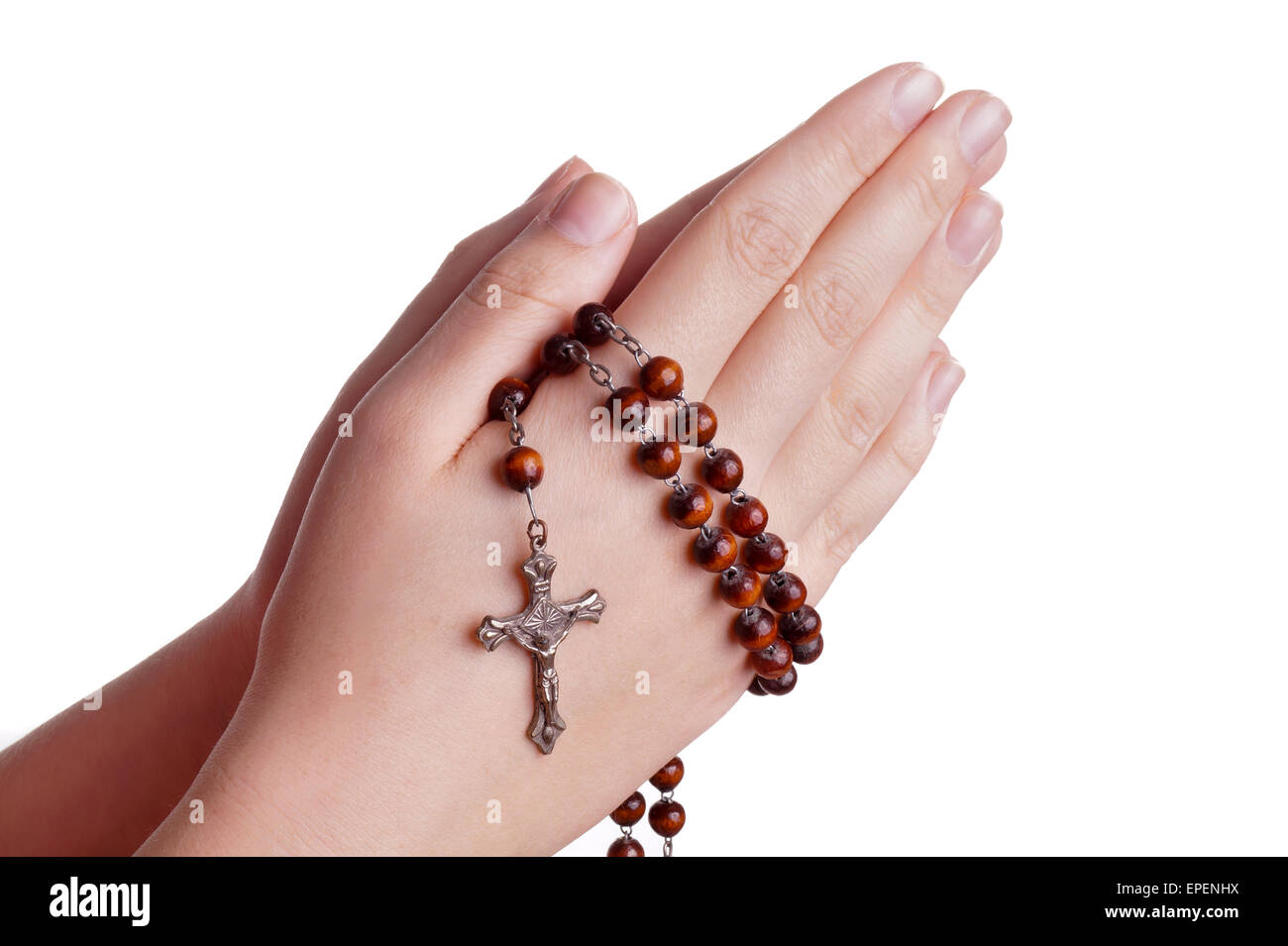 prayer hands with rosary