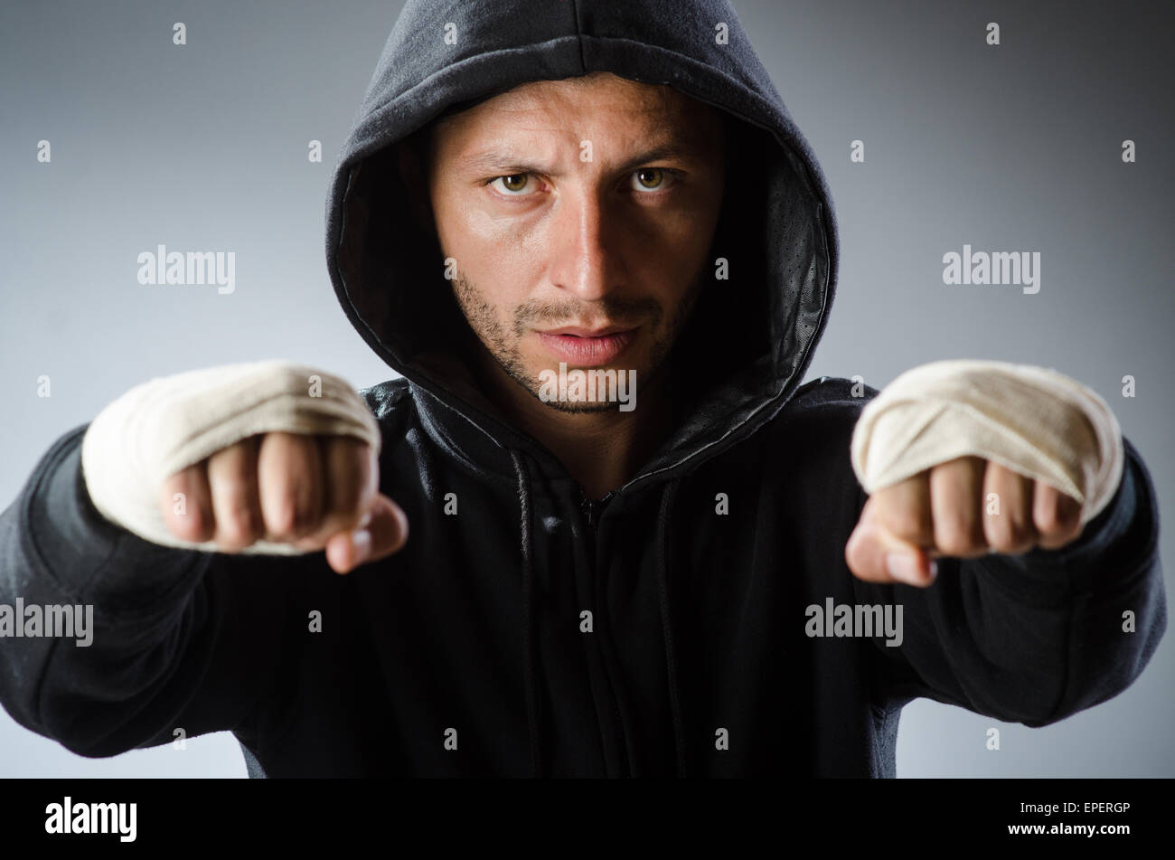 Martial arts fighter at the training Stock Photo Alamy