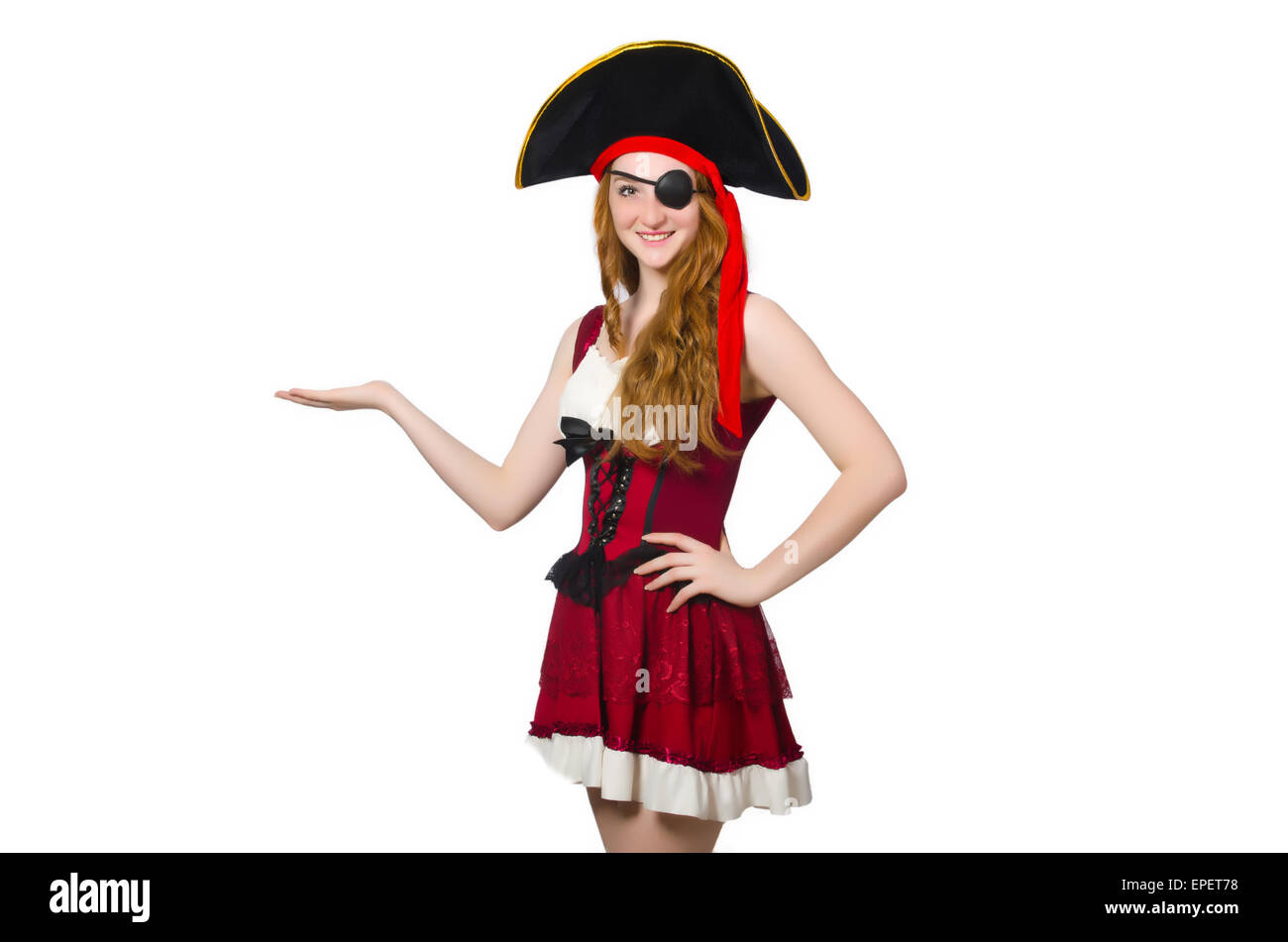 Woman pirate isolated on white Stock Photo