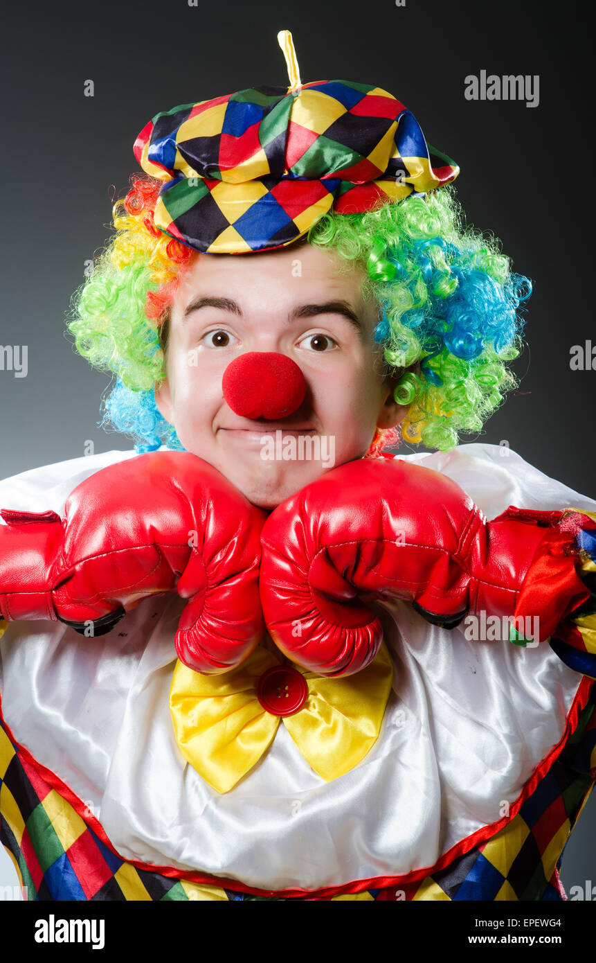 Funny clown with box gloves Stock Photo Alamy