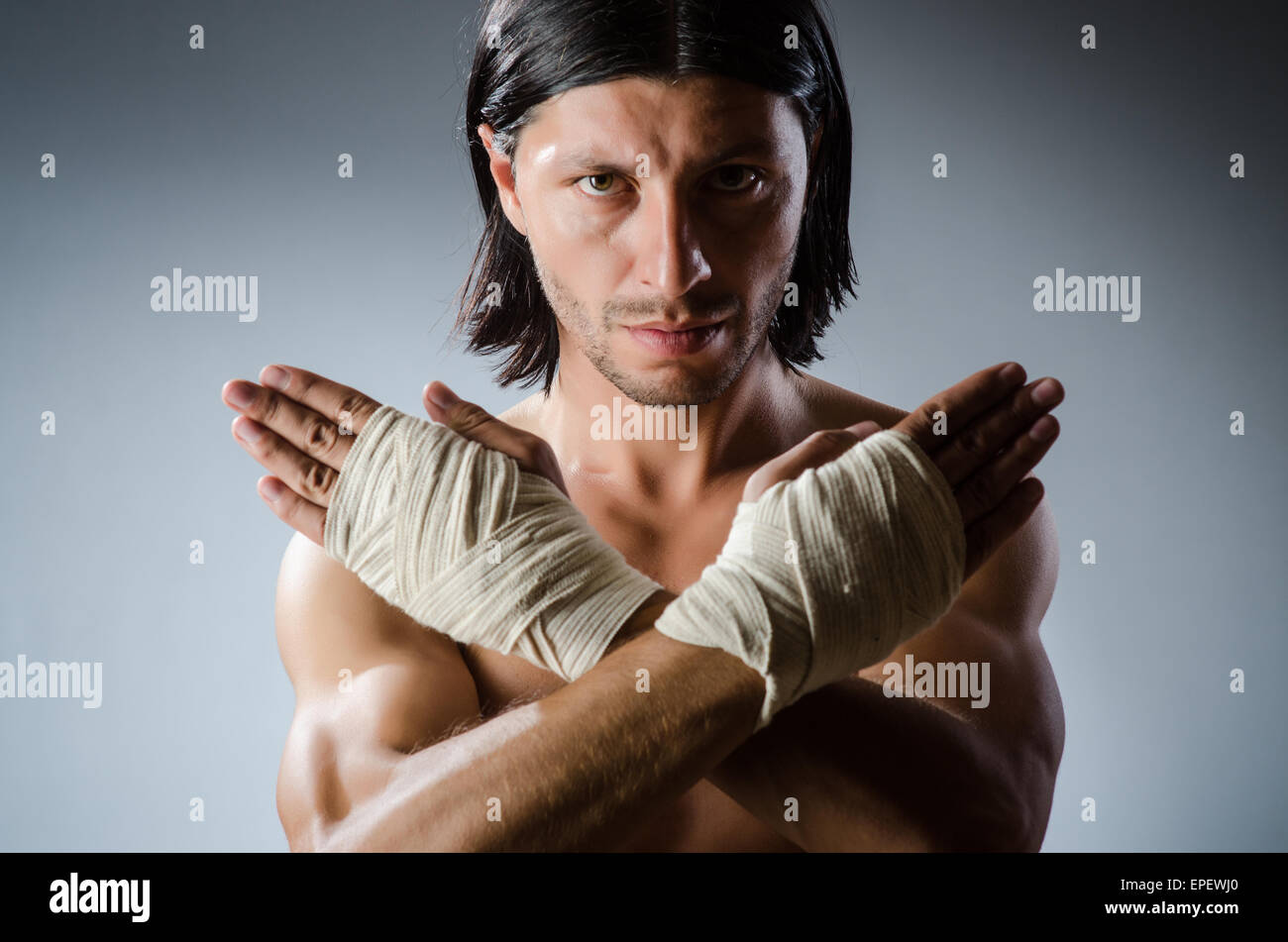 Ripped martial arts expert at training Stock Photo Alamy