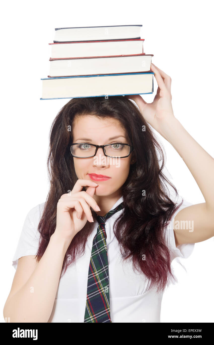 Young student isolated on the white background Stock Photo - Alamy