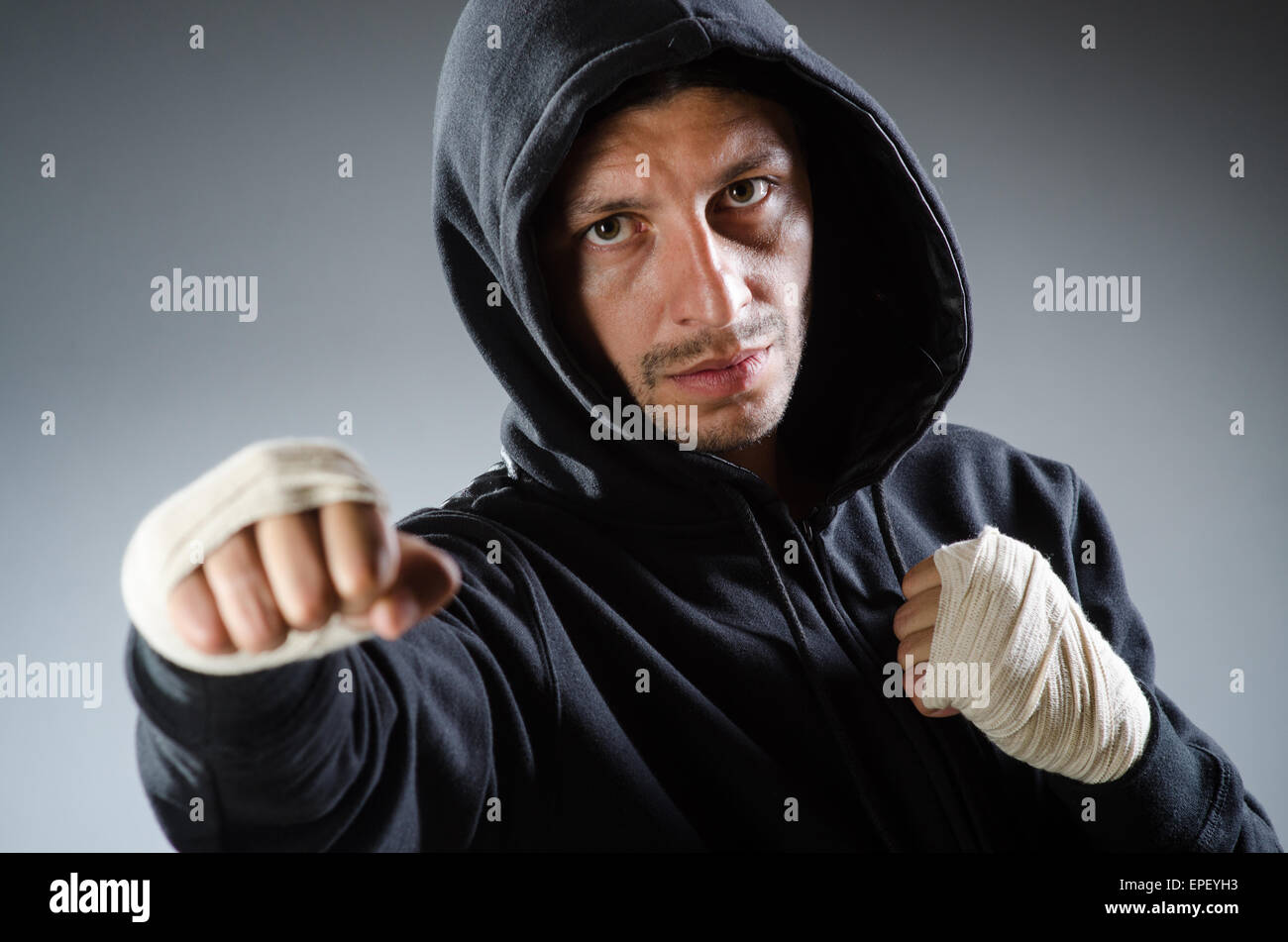 Martial arts fighter at the training Stock Photo Alamy