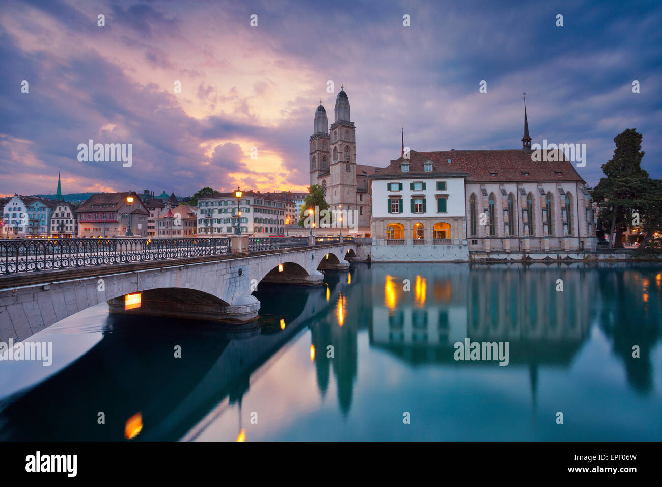 Zurich. Image of Zurich during dramatic sunrise Stock Photo Alamy