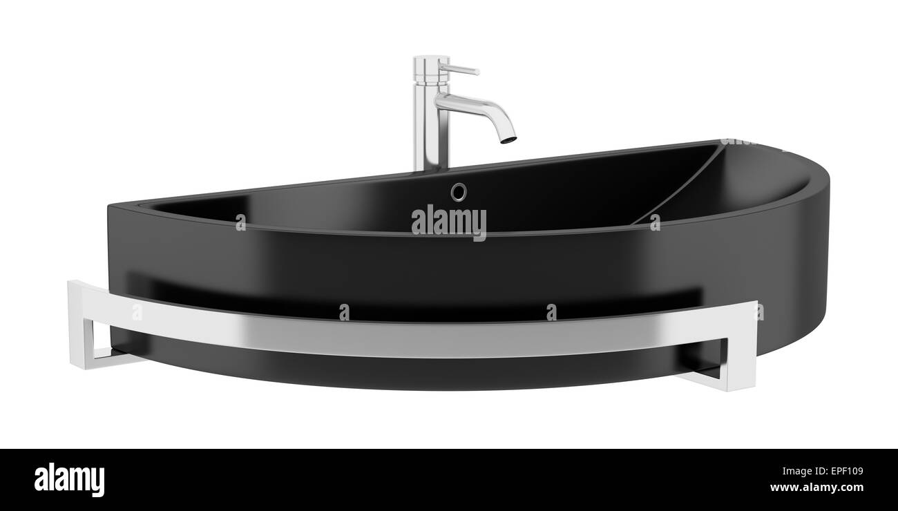 black ceramic bathroom sink isolated on white Stock Photo Alamy