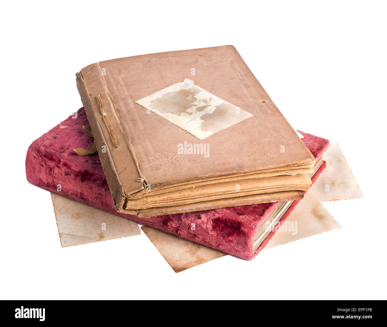 Vintage old photo albums isolated on white background Stock Photo Alamy