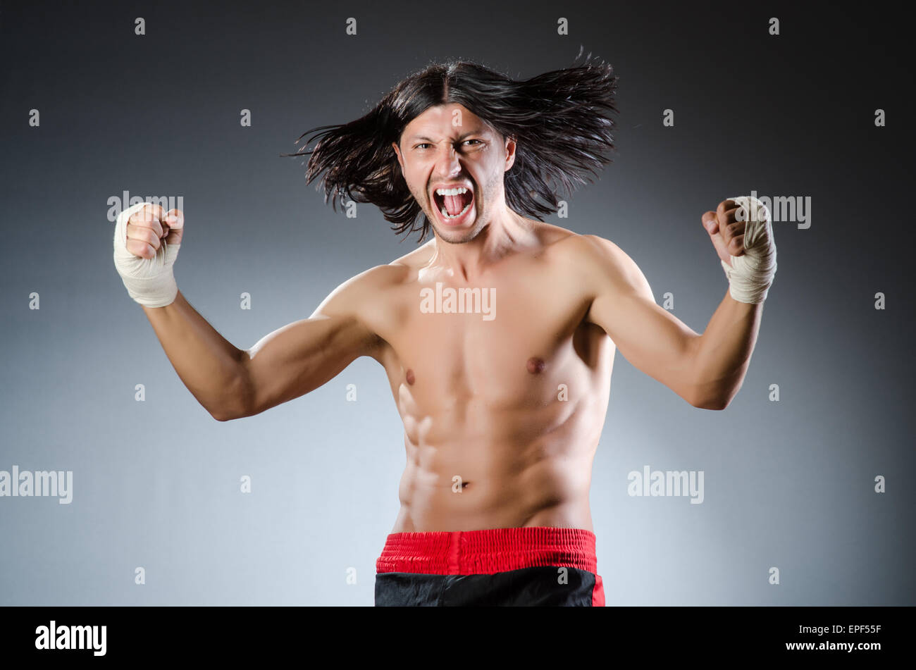 Ripped martial arts expert at training Stock Photo Alamy