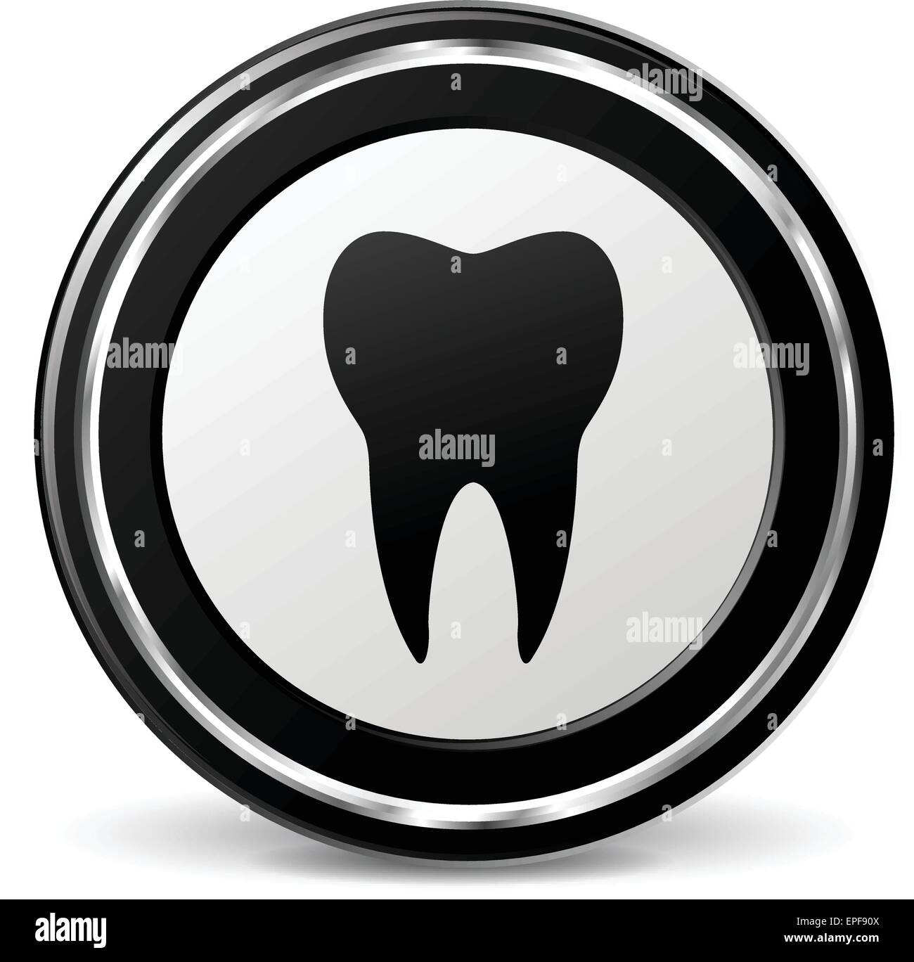 illustration of tooth black and silver icon Stock Vector