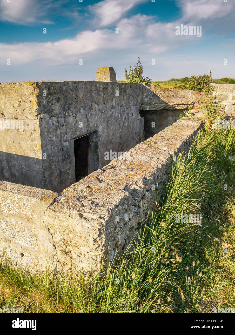 German WW2 concrete blockhouse gun emplacement casemate, Normandy