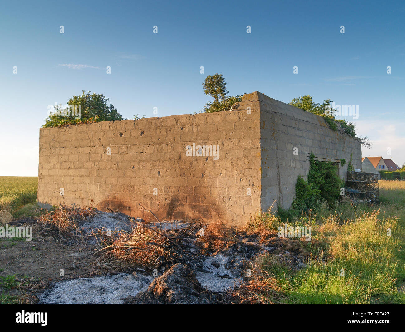 German WW2 concrete blockhouse gun emplacement casemate 'Mont Fleury