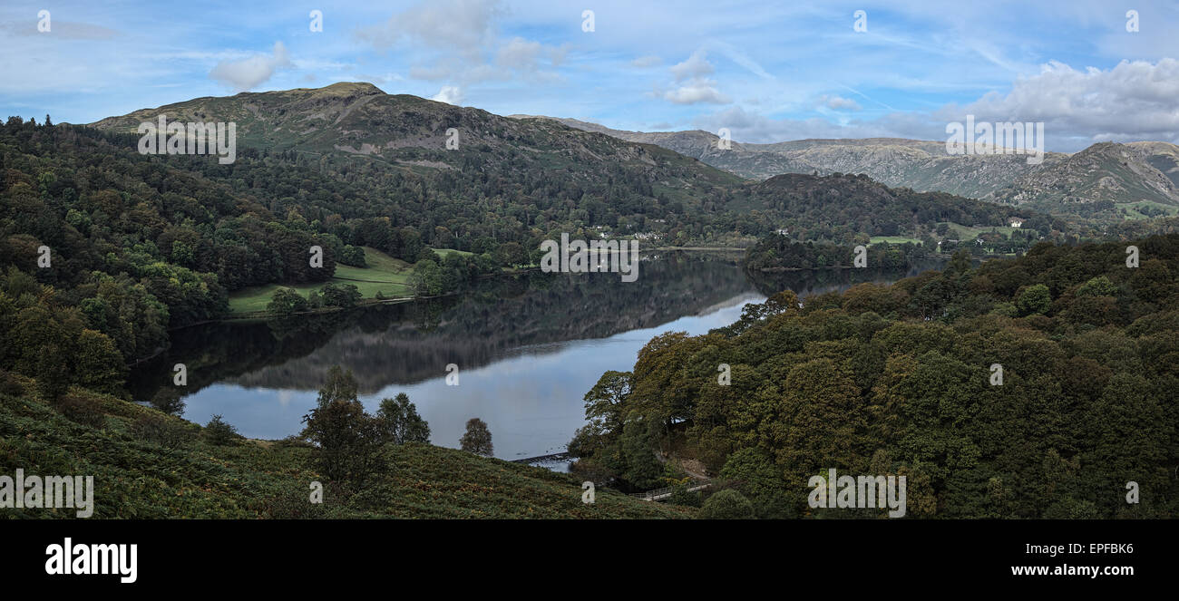 Grasmere, Cumbria, panoramic view from Loughrigg Terrace Stock Photo