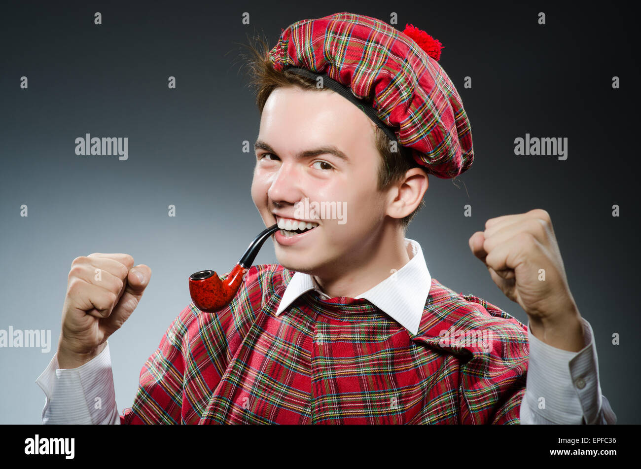 Funny scotsman smoking pipe tobacco Stock Photo Alamy