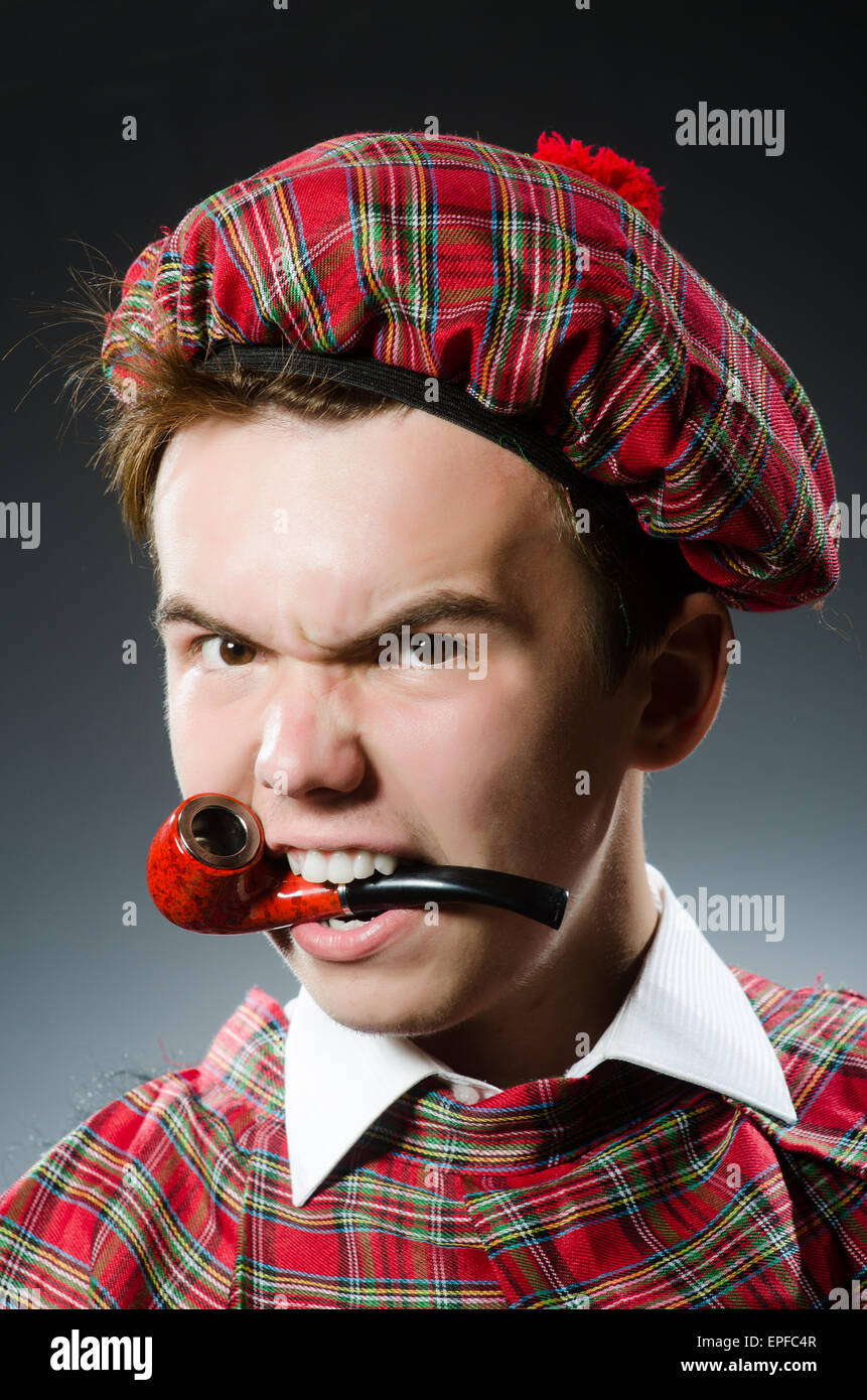 Funny scotsman smoking pipe tobacco Stock Photo Alamy