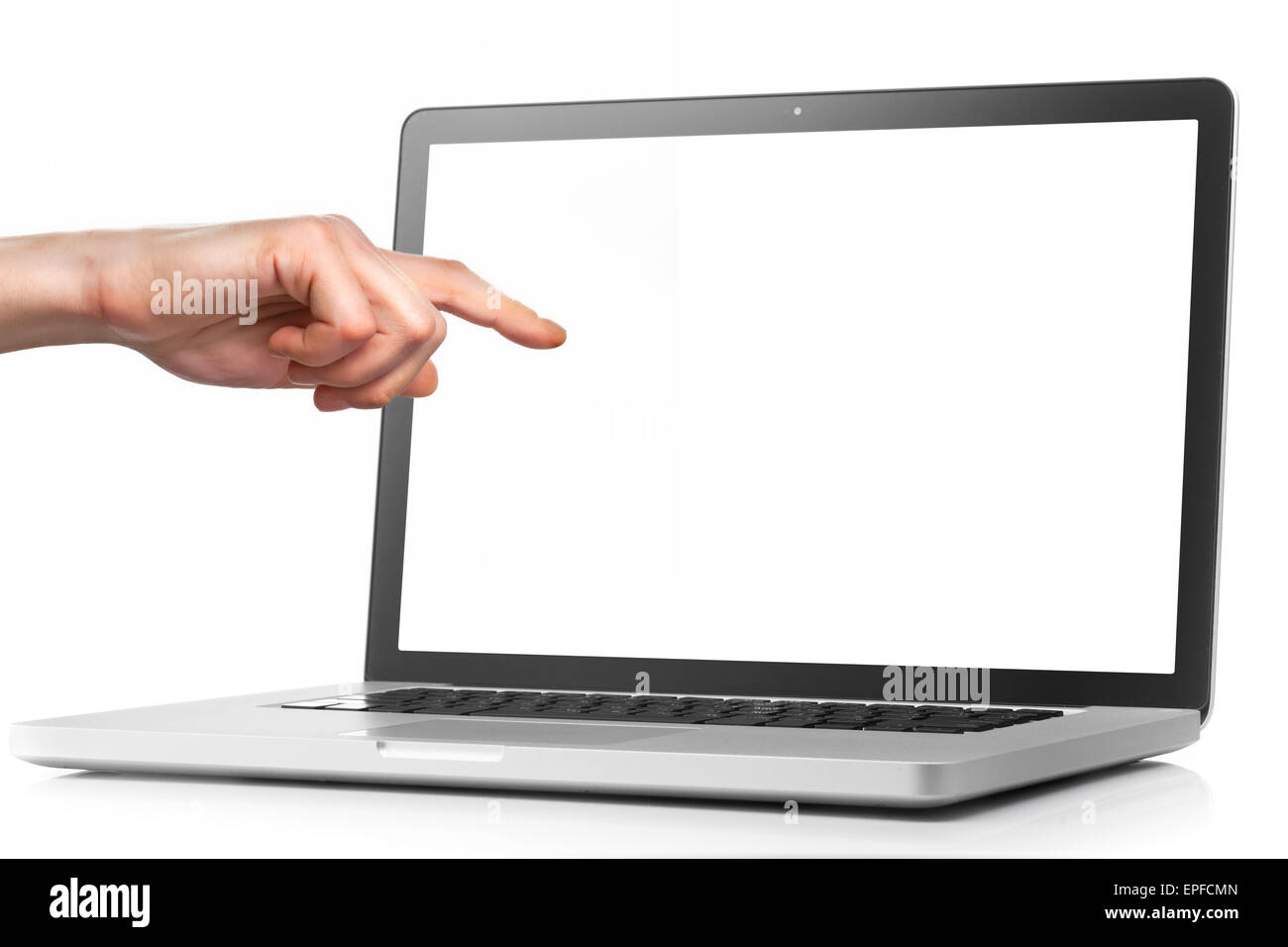 Laptop with blank screen isolated on white Stock Photo - Alamy