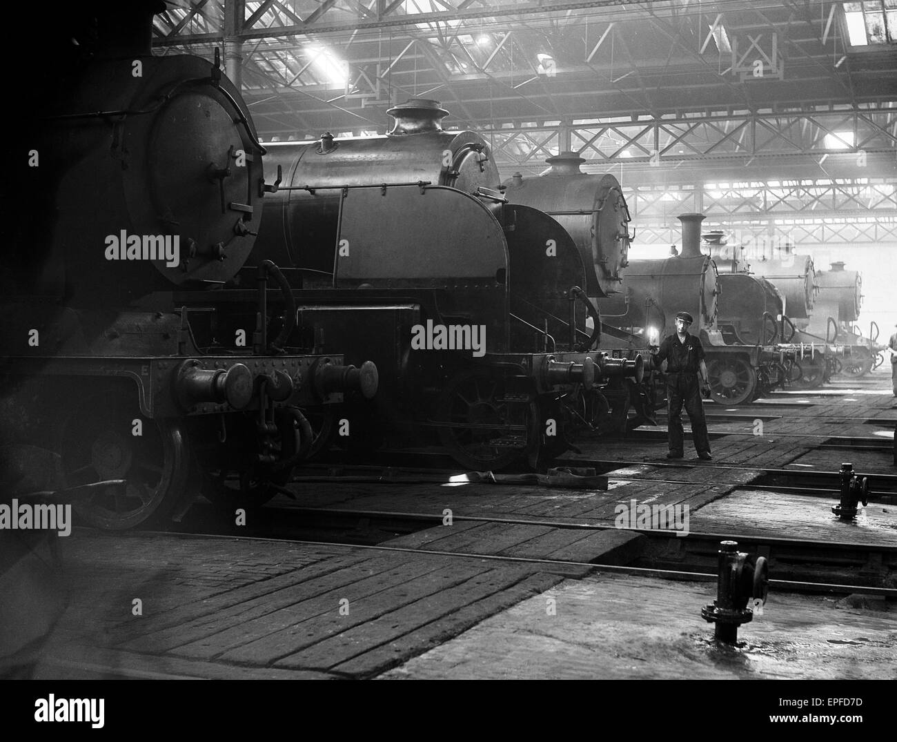 Southern Railways engine shed at  Nine Elms July 1932 Stock Photo