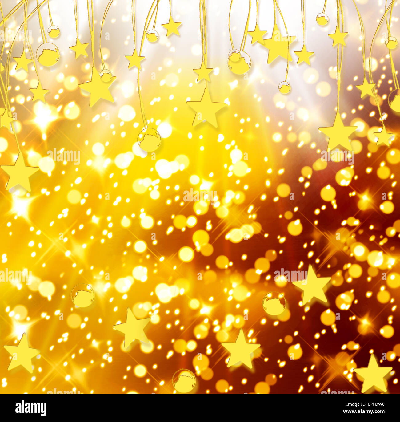 Christmas snowy background with gold and white stars Stock Photo - Alamy