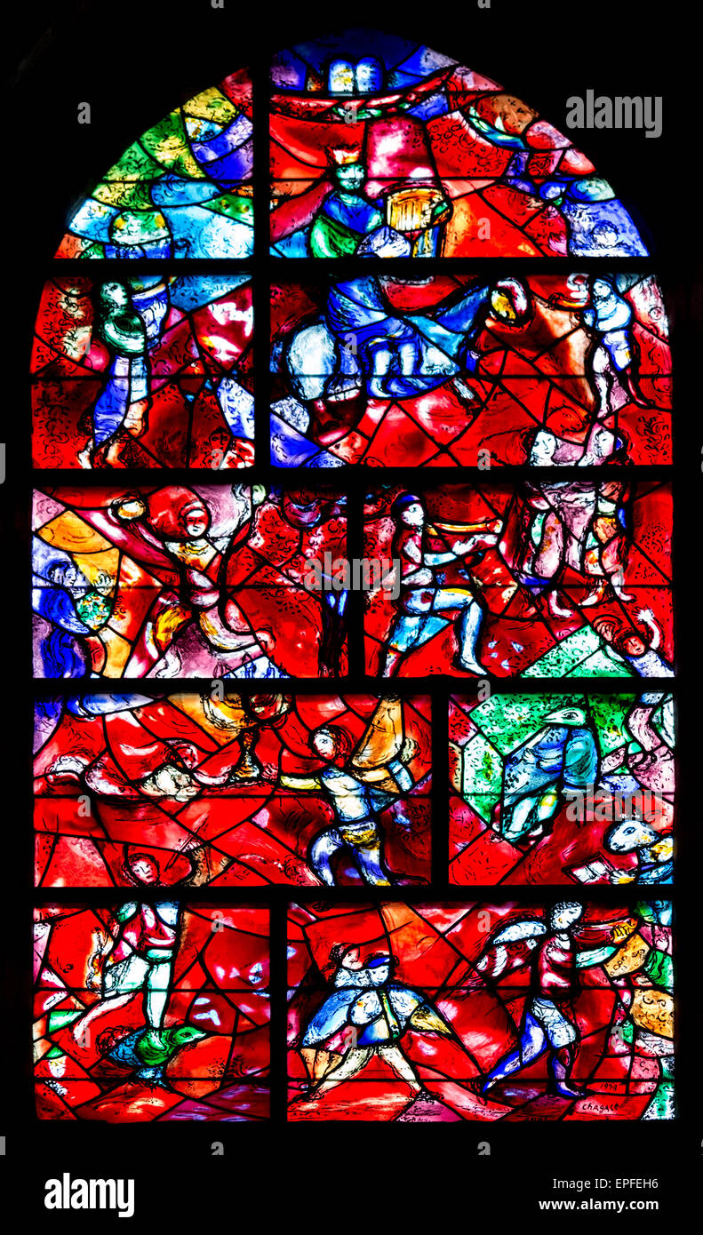 Stained glass window in Chichester cathedral, by Marc Chagall Stock