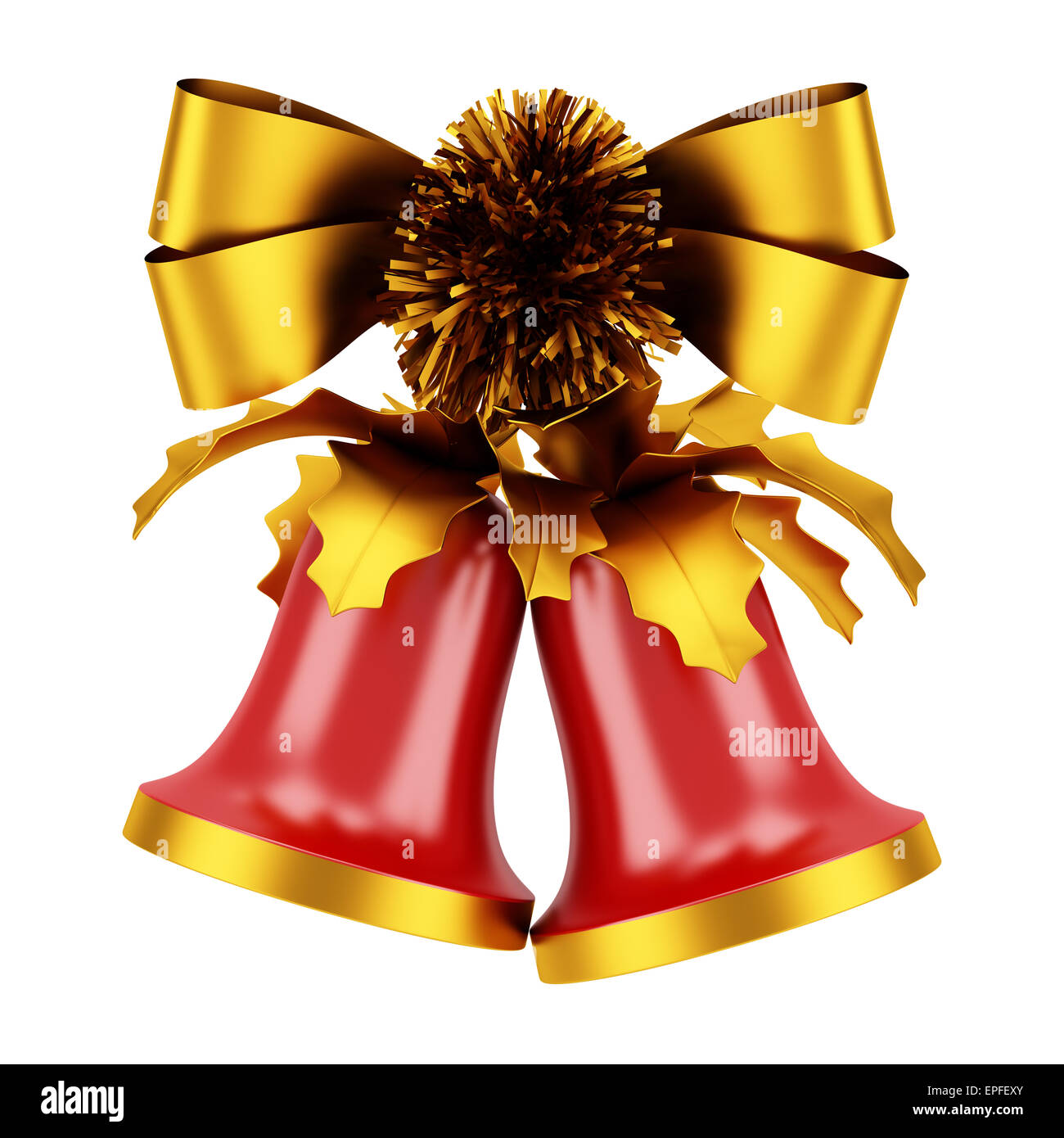 christmas bells with golden bow isolated on white Stock Photo - Alamy