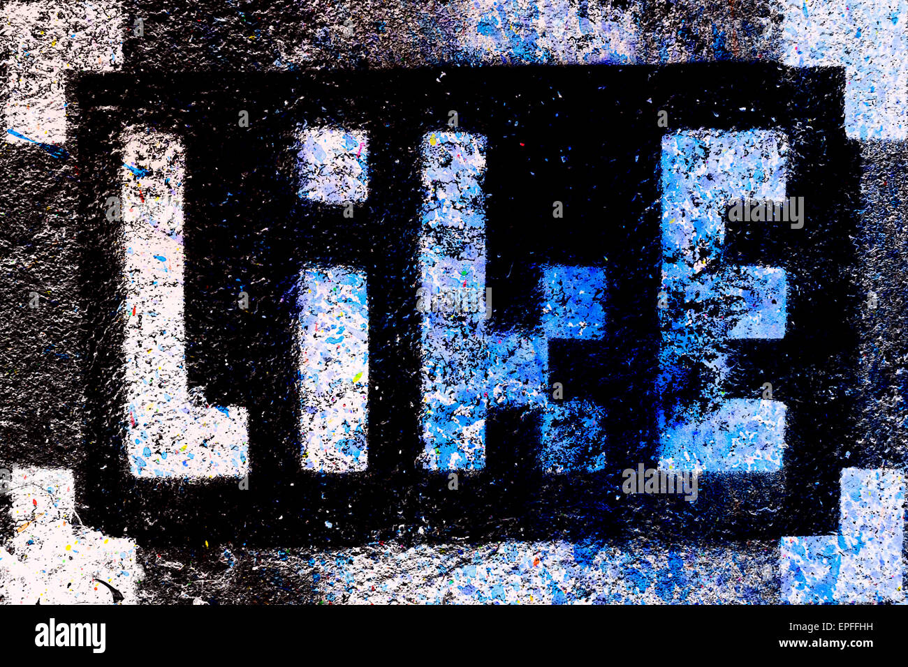 Social media networking concept: pixelated sign with Like text word ...