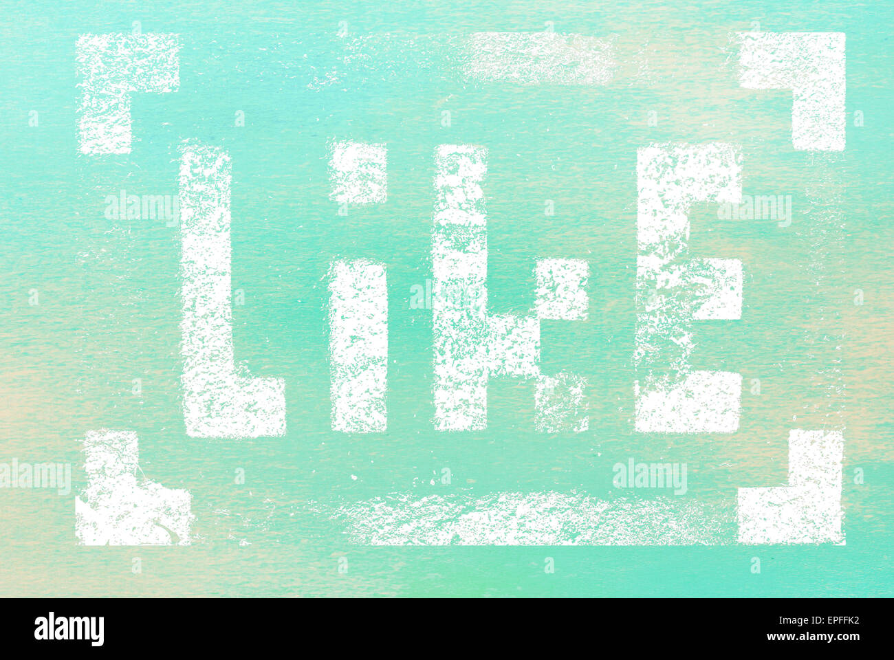 Social media networking concept: pixelated sign with Like text word ...