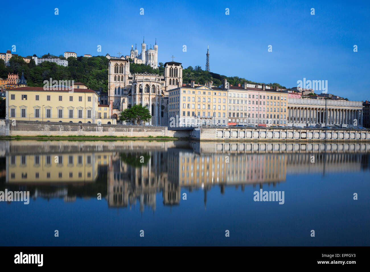 View of Saône river, Lyon, France. Stock Photo