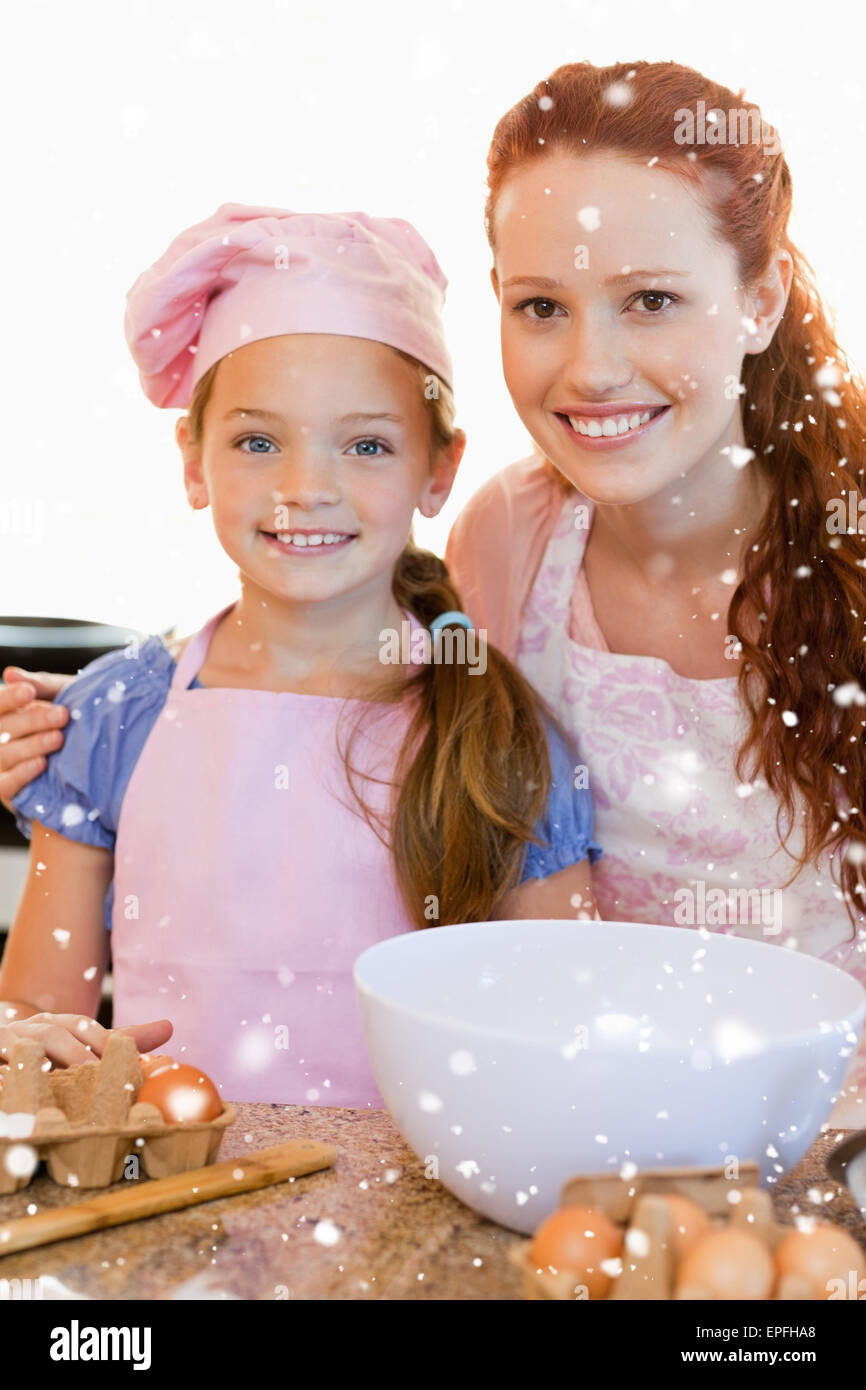 Mother and daughter with ingredients for cookies stock photo alamy