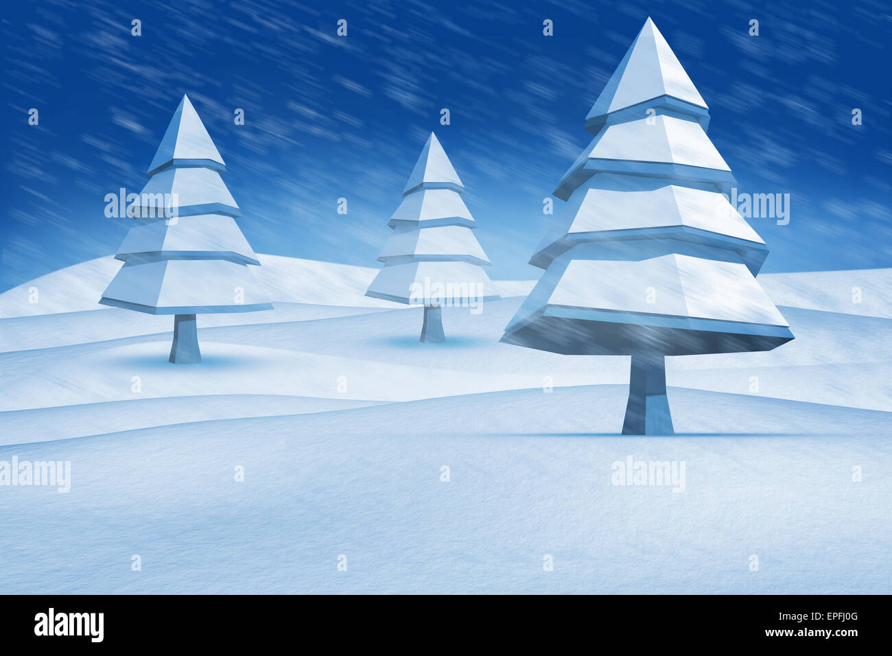 Composite image of fir trees in snowy landscape Stock Photo - Alamy