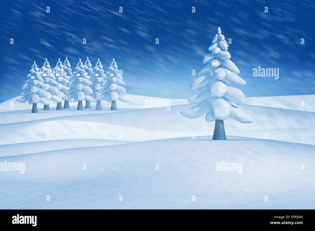Composite image of fir trees in snowy landscape Stock Photo - Alamy