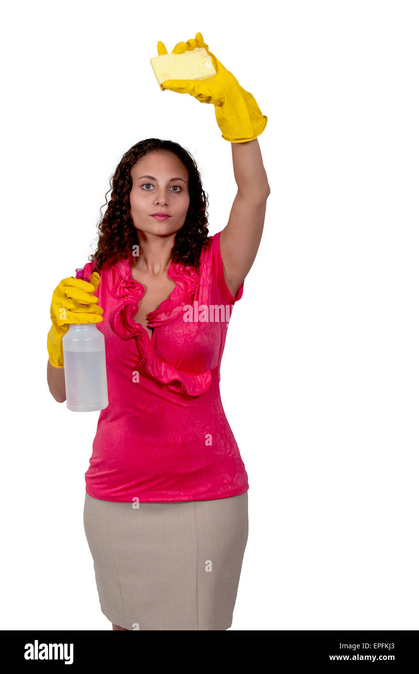 Woman Cleaning House Stock Photo