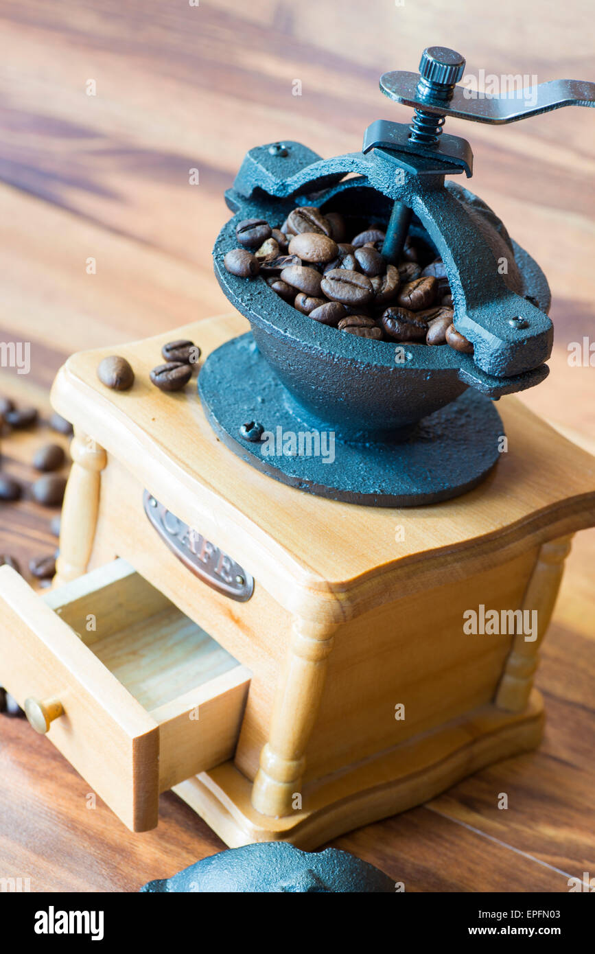 Coffee grinder and coffee beans Stock Photo Alamy