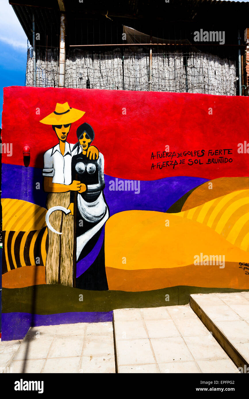 Murals in the San Isidro barrio of Orihuela, painted in tribute to poet Miguel Hernandez, imprisoned by Franco Stock Photo
