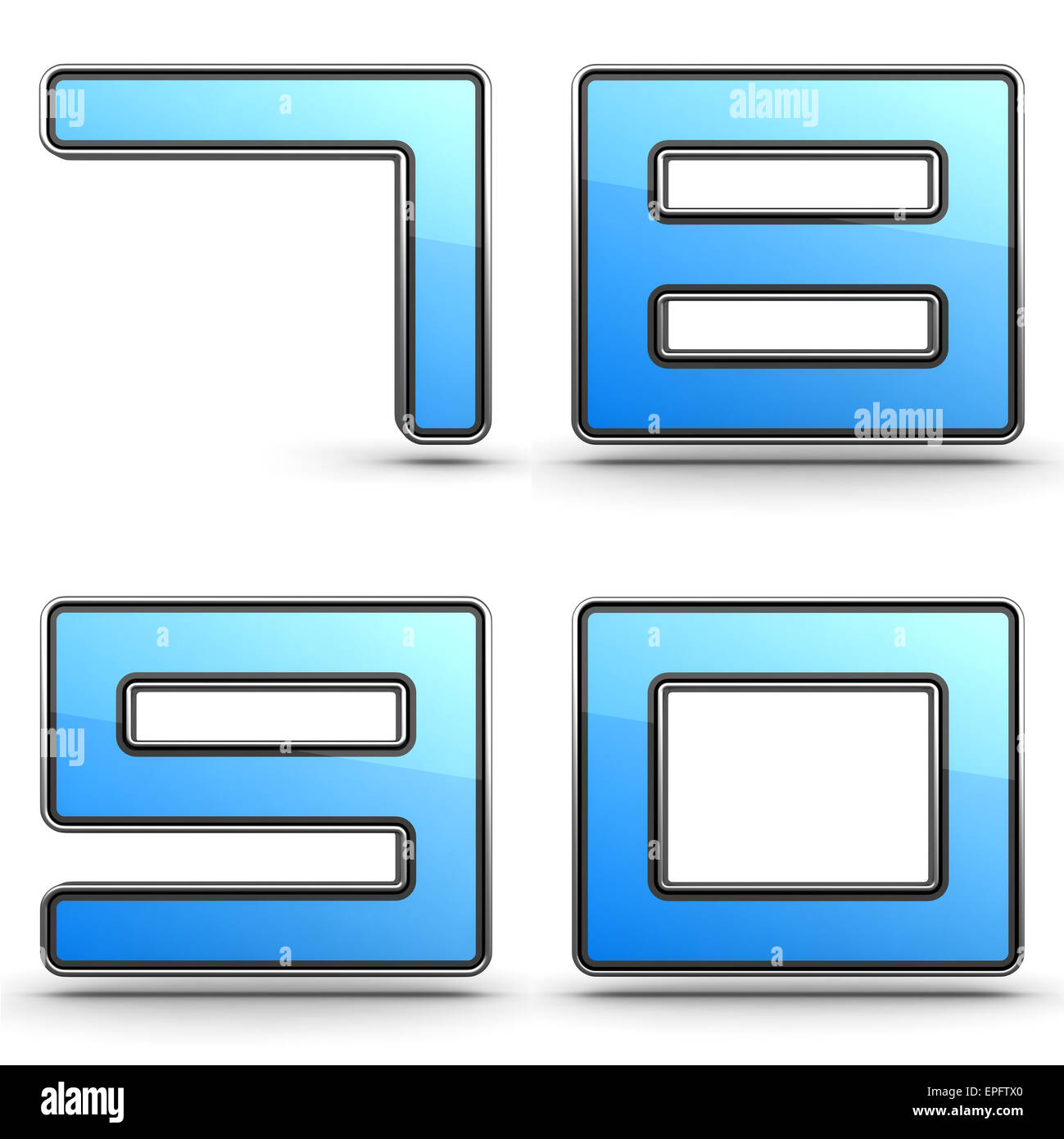 Digits 7,8,9,0 - Set of 3D Digits in Touchpad Style. Stock Photo
