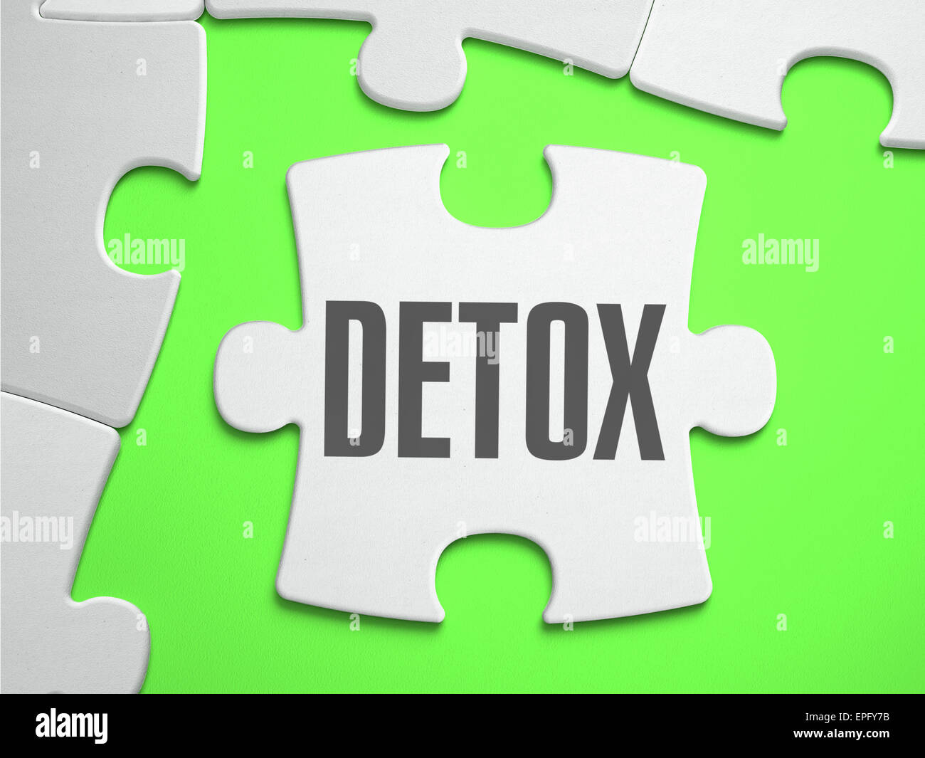 Detox Jigsaw Puzzle with Missing Pieces. Bright Green Background