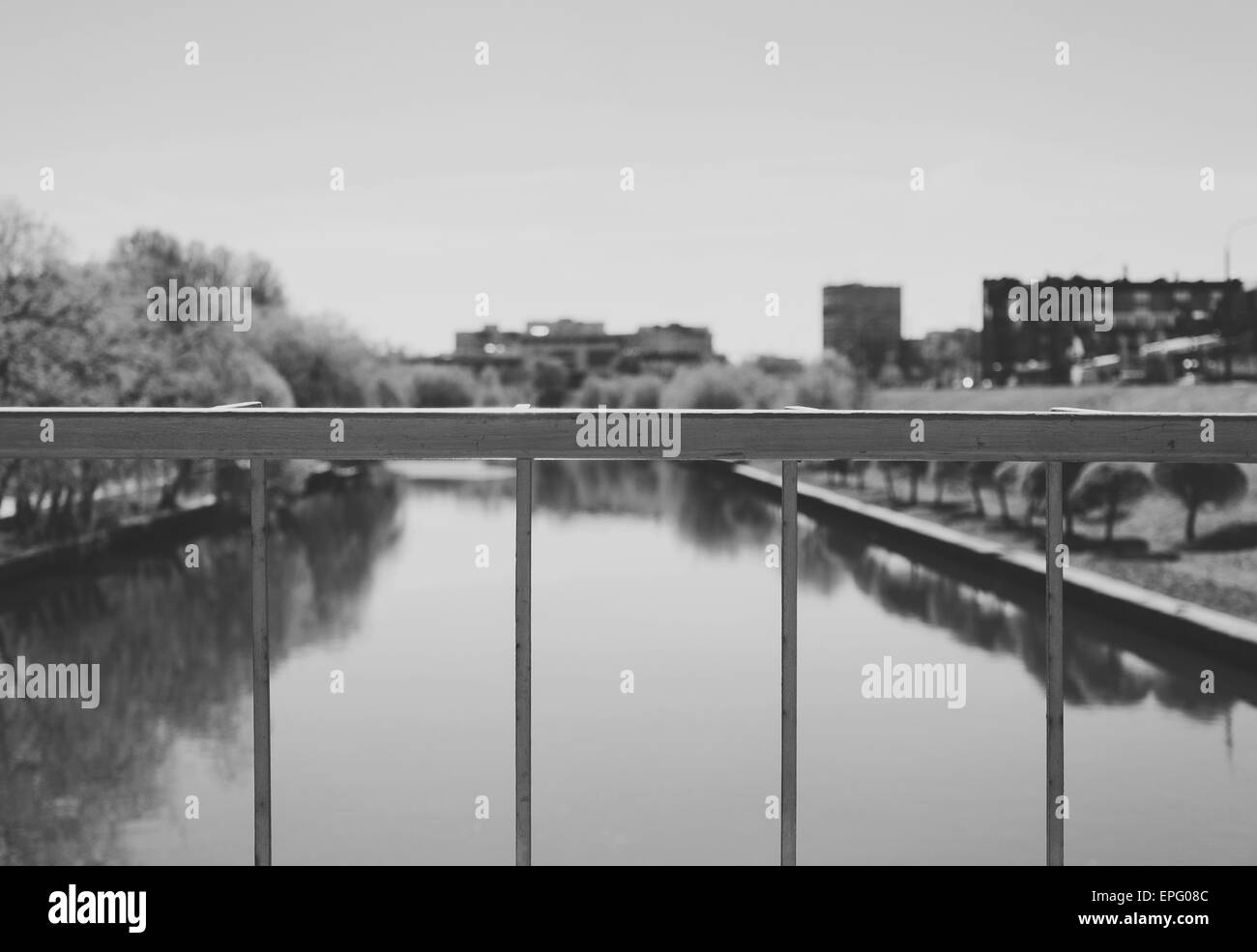 Park bench river Black and White Stock Photos & Images - Alamy