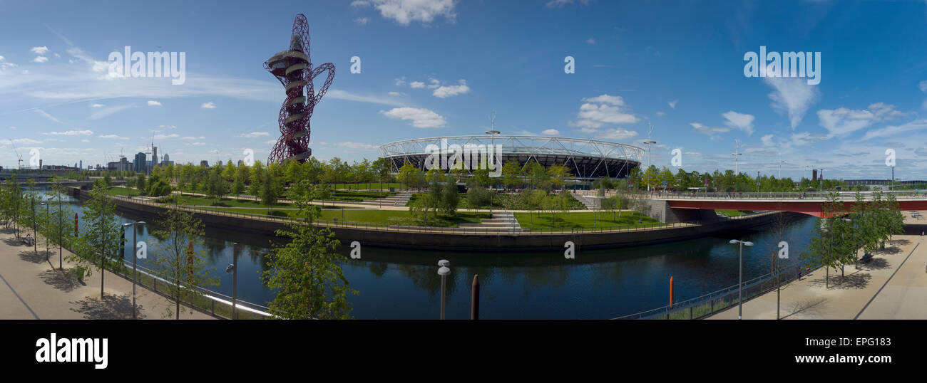 Queen Elizabeth Olympic Park, the former 2012 London Olympics site, Stratford, East London,England,UK. 17 May 2015 Stock Photo