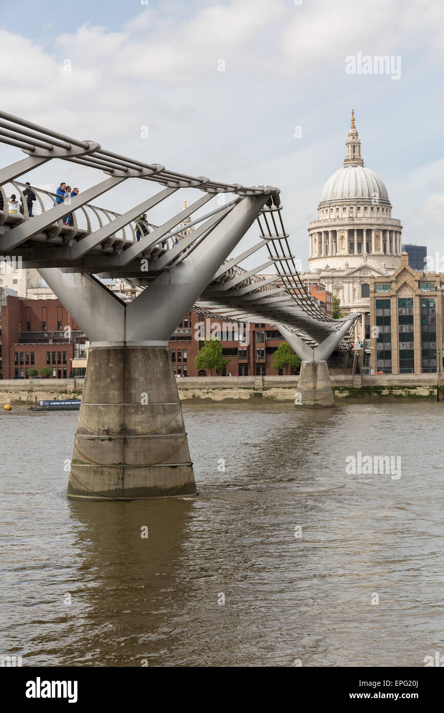 St Paul's Cathedral and the Millenium bridge London UK Stock Photo