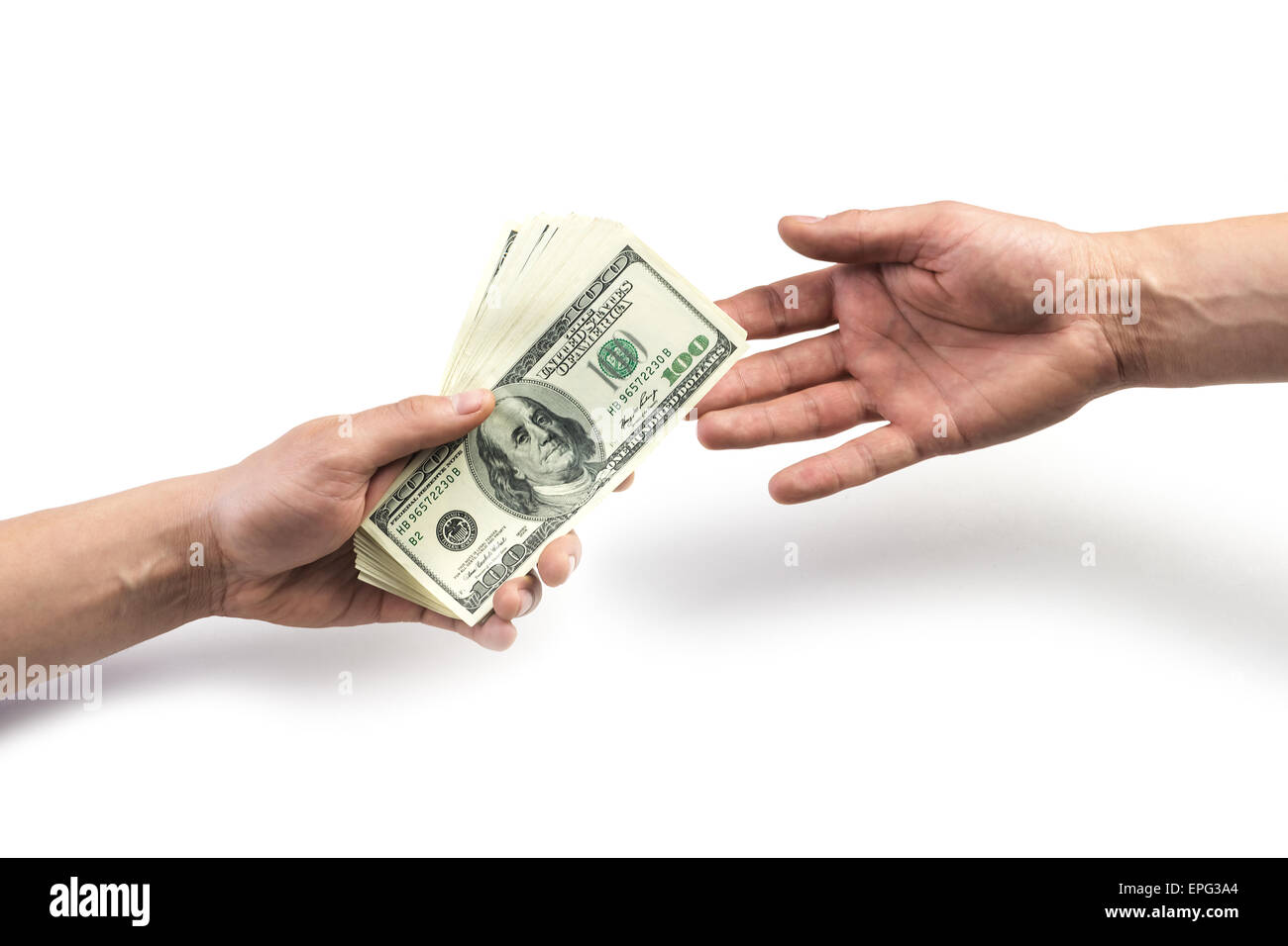 money on hand isolated on white Stock Photo