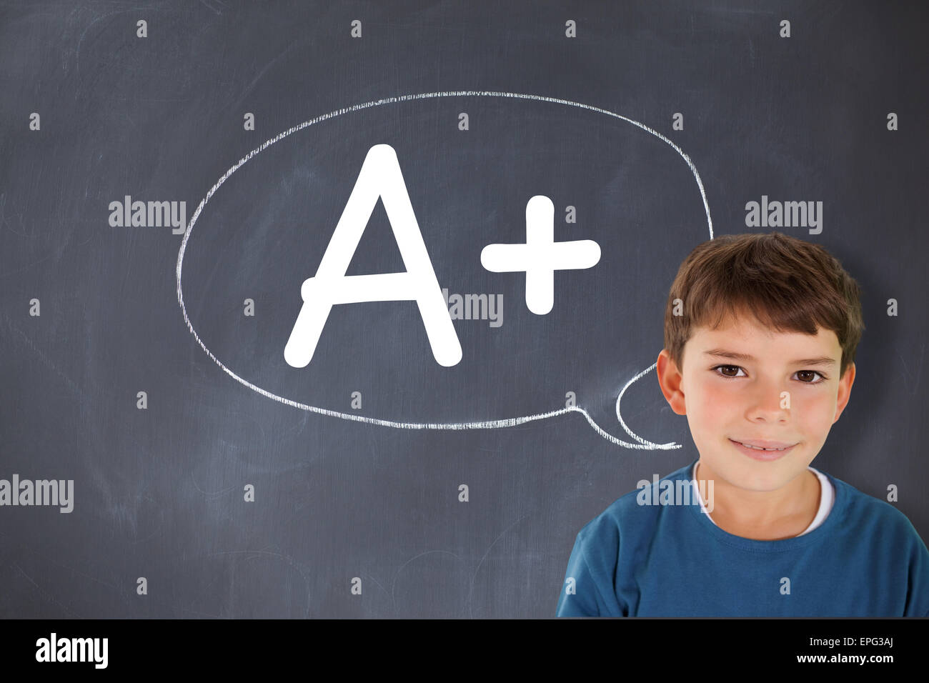 Composite image of cute boy smiling Stock Photo - Alamy