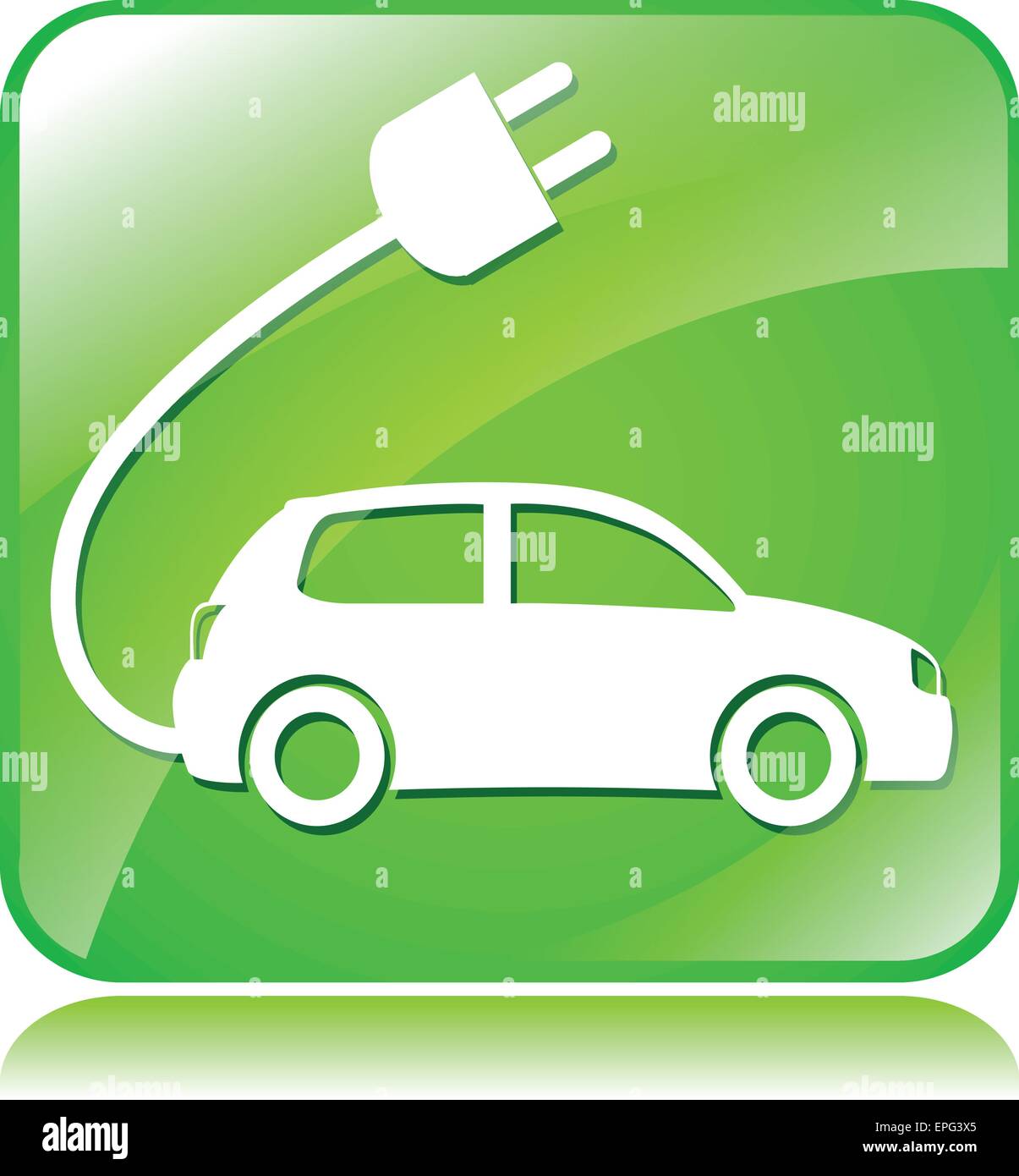 illustration of green square icon for electric car Stock Vector Image