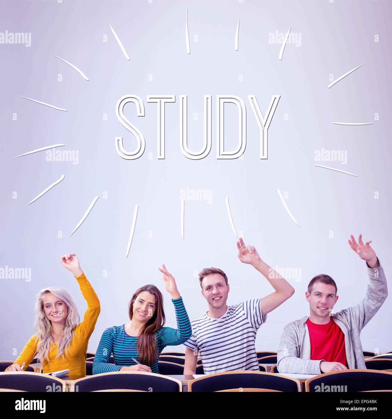 Students raising their hands in class hi-res stock photography and ...
