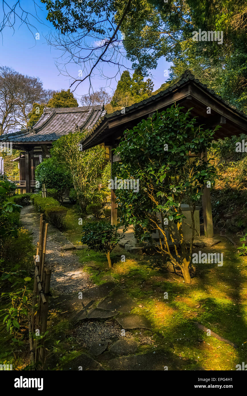 Japanese temple garden in Kyoto Stock Photo