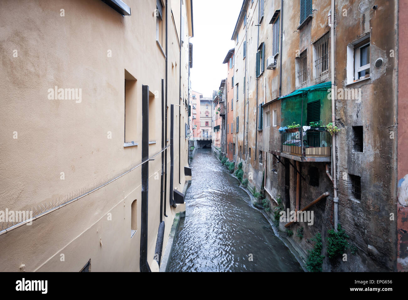 River Reno runs along the canals in Bologna, Italy Stock Photo Alamy