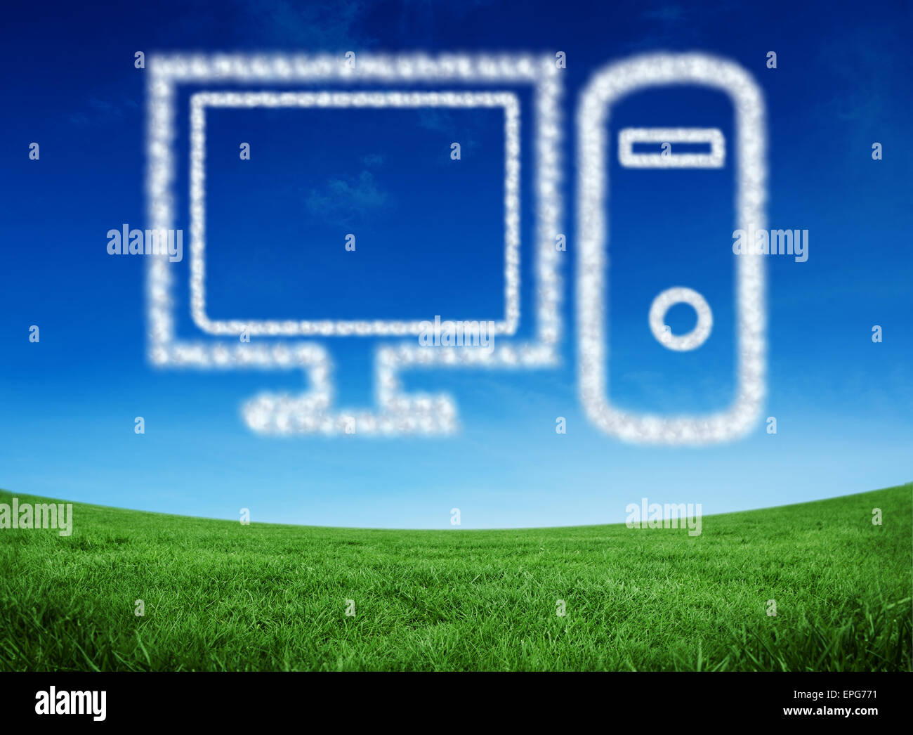 Cloud Shape For Computer Composite image of cloud in shape of computer Stock Photo - Alamy