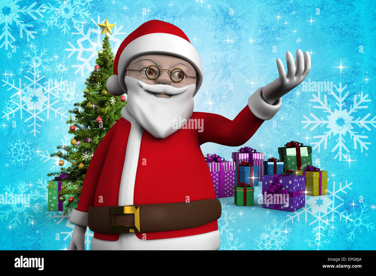 Composite image of cute cartoon santa claus Stock Photo - Alamy