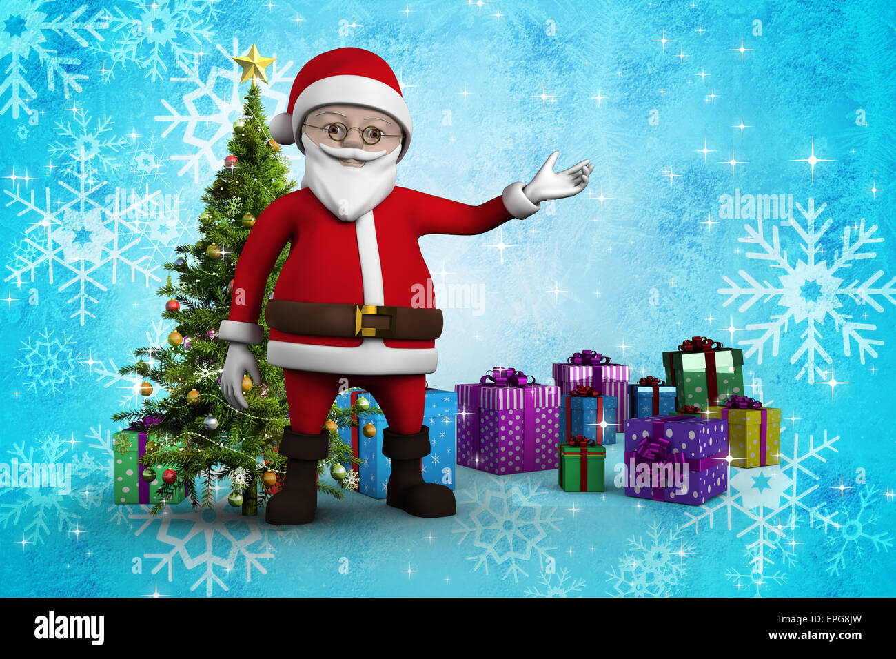 Composite image of cute cartoon santa claus Stock Photo - Alamy