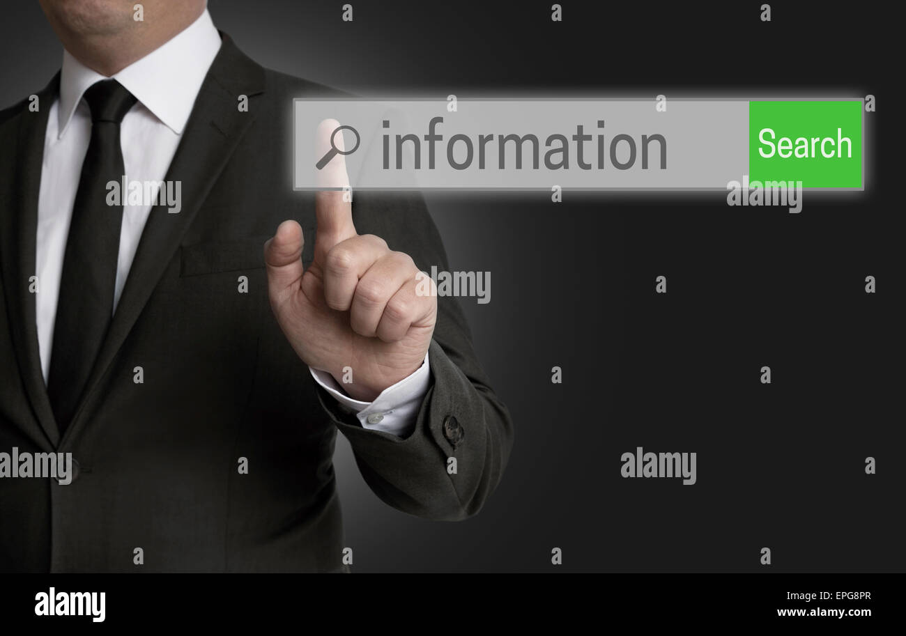 Information Browser is operated by businessman. Stock Photo